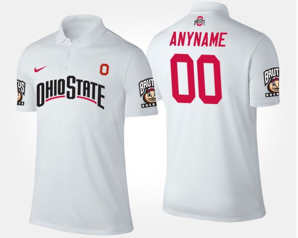 Ohio State Buckeyes #00 Mens Custom Polo - White