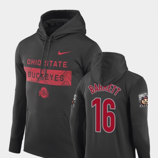 Ohio State Buckeyes #16 J.T. Barrett Men Football Performance Sideline Seismic Hoodie - Anthracite