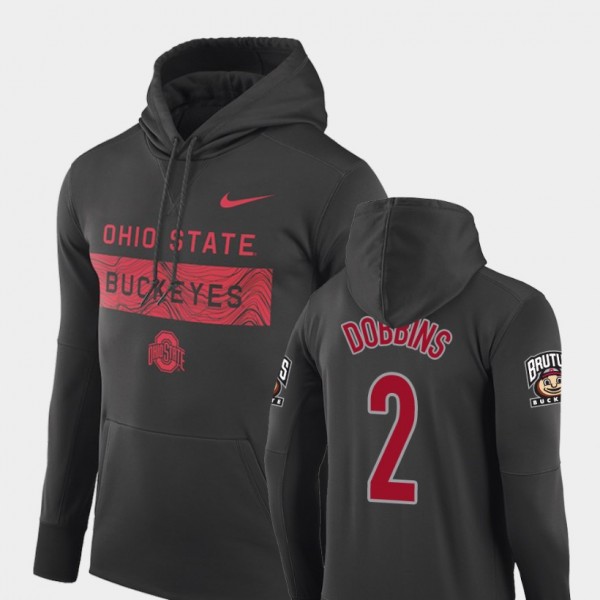 Ohio State Buckeyes #2 J.K. Dobbins Sideline Seismic Football Performance For Men Hoodie - Anthracite