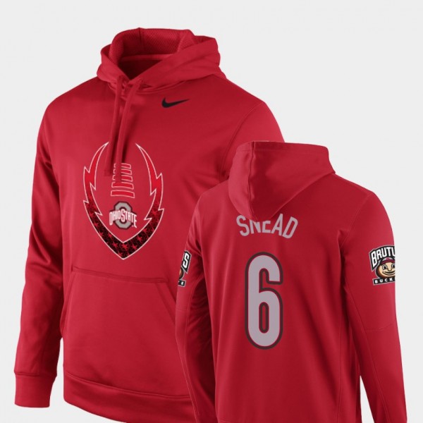 Ohio State Buckeyes #6 Brian Snead Icon Circuit Football Performance For Men's Hoodie - Scarlet