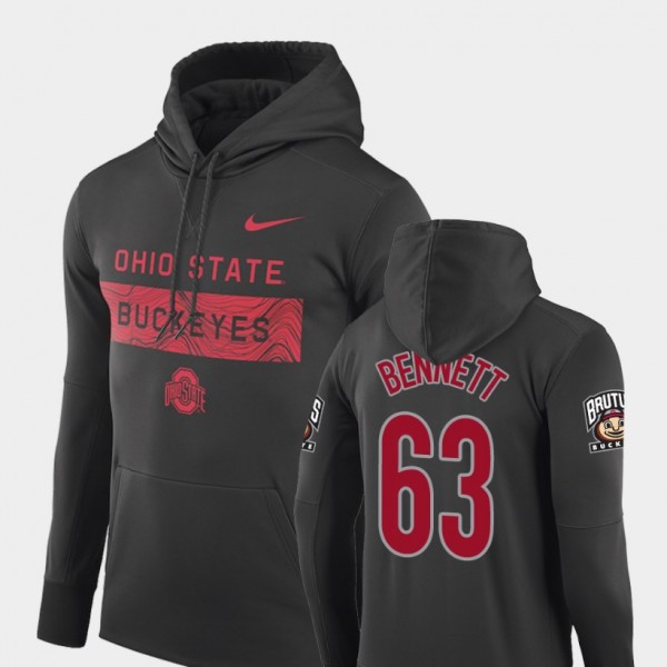 Ohio State Buckeyes #63 Michael Bennett Football Performance Sideline Seismic Men's Hoodie - Anthracite