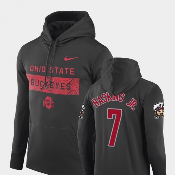 Ohio State Buckeyes #7 Dwayne Haskins Men Sideline Seismic Football Performance Hoodie - Anthracite