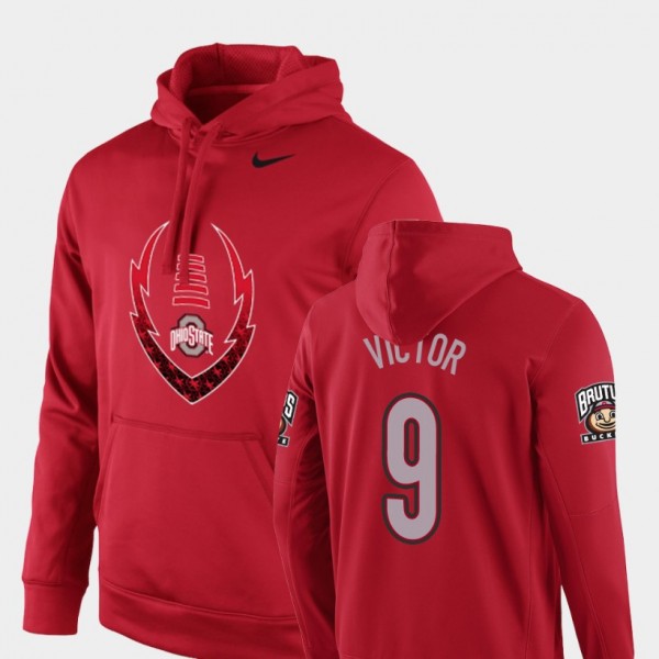 Ohio State Buckeyes #9 Binjimen Victor Icon Circuit Football Performance Men's Hoodie - Scarlet