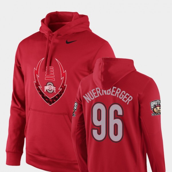 Ohio State Buckeyes #96 Sean Nuernberger Icon Circuit Football Performance Men Hoodie - Scarlet