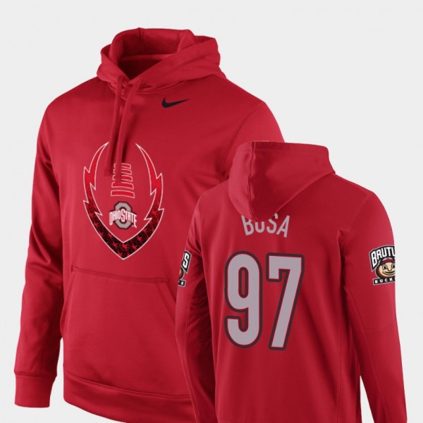 Ohio State Buckeyes #97 Nick Bosa Icon Circuit Mens Football Performance Hoodie - Scarlet