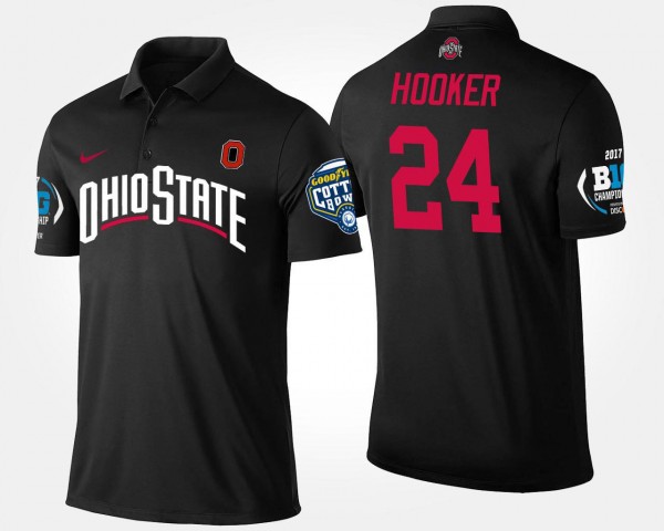 Ohio State Buckeyes #24 Malik Hooker Men's Big Ten Conference Cotton Bowl Bowl Game Polo - Black