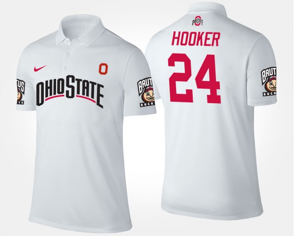 Ohio State Buckeyes #24 Malik Hooker Men's Polo - White