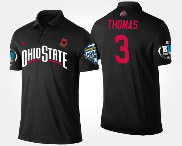 Ohio State Buckeyes #3 Michael Thomas Bowl Game Big Ten Conference Cotton Bowl For Men's Polo - Black