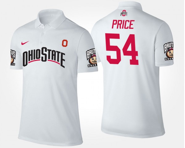 Ohio State Buckeyes #54 Billy Price Mens Polo - White