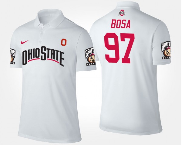 Ohio State Buckeyes #97 Joey Bosa Mens Polo - White