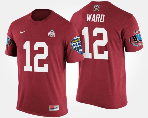 Ohio State Buckeyes #12 Denzel Ward Bowl Game Men Big Ten Conference Cotton Bowl T-Shirt - Scarlet