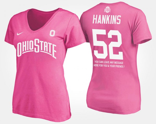 Ohio State Buckeyes #52 Johnathan Hankins With Message For Women's T-Shirt - Pink