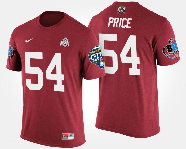 Ohio State Buckeyes #54 Billy Price For Men's Bowl Game Big Ten Conference Cotton Bowl T-Shirt - Scarlet