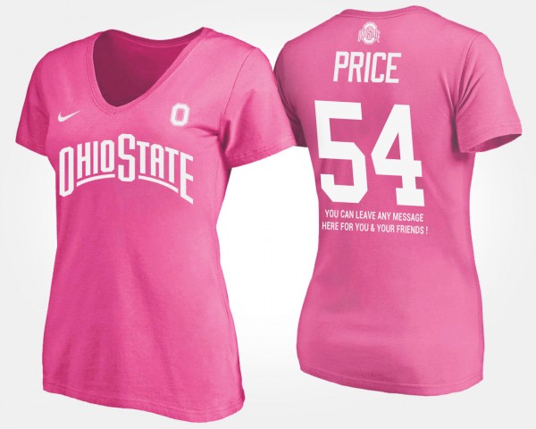 Ohio State Buckeyes #54 Billy Price With Message Women T-Shirt - Pink