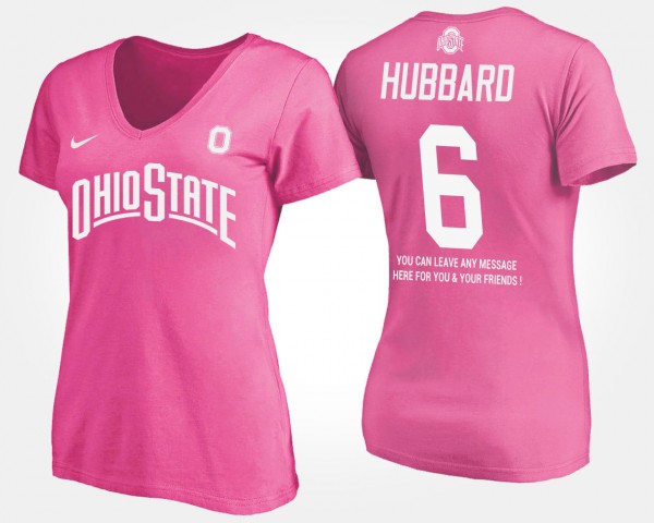 Ohio State Buckeyes #6 Sam Hubbard Womens With Message T-Shirt - Pink