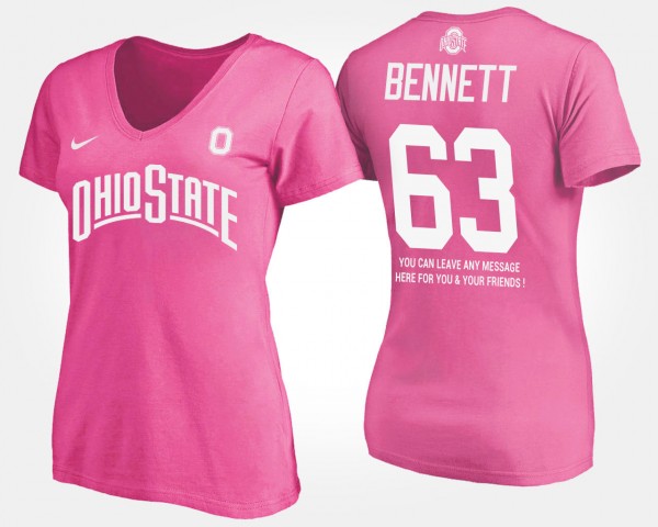 Ohio State Buckeyes #63 Michael Bennett Ladies With Message T-Shirt - Pink