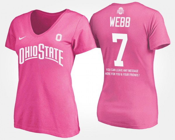 Ohio State Buckeyes #7 Damon Webb For Women's With Message T-Shirt - Pink