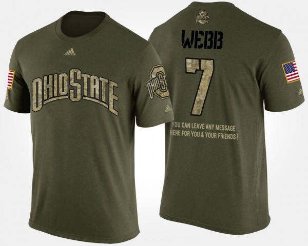 Ohio State Buckeyes #7 Damon Webb Short Sleeve With Message Military For Men T-Shirt - Camo