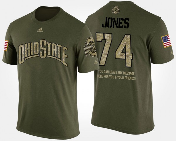 Ohio State Buckeyes #74 Jamarco Jones For Men Short Sleeve With Message Military T-Shirt - Camo