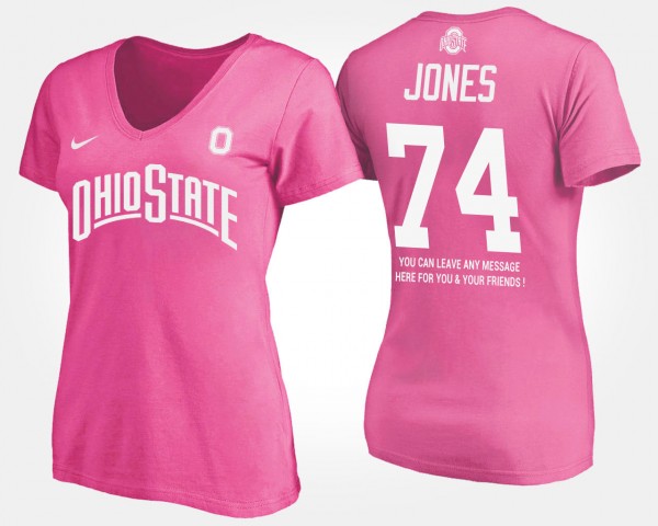 Ohio State Buckeyes #74 Jamarco Jones Women With Message T-Shirt - Pink