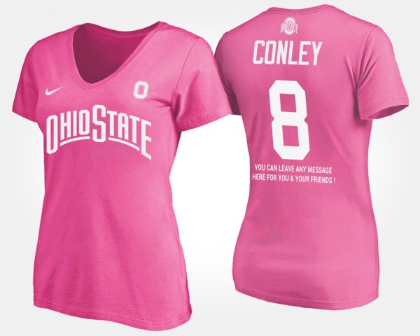 Ohio State Buckeyes #8 Gareon Conley Womens With Message T-Shirt - Pink