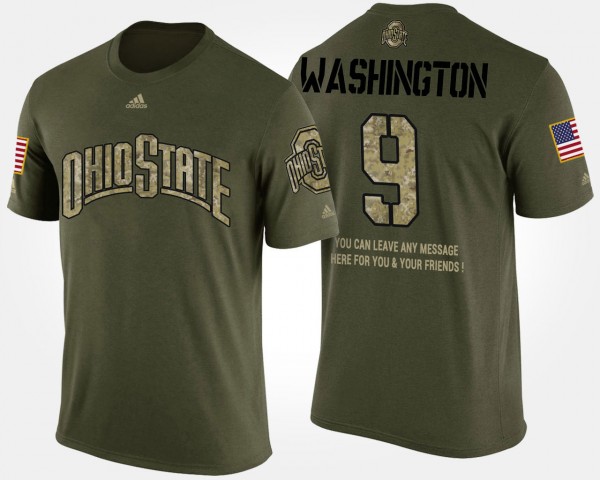 Ohio State Buckeyes #9 Adolphus Washington For Men Short Sleeve With Message Military T-Shirt - Camo