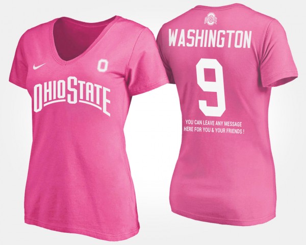 Ohio State Buckeyes #9 Adolphus Washington Womens With Message T-Shirt - Pink