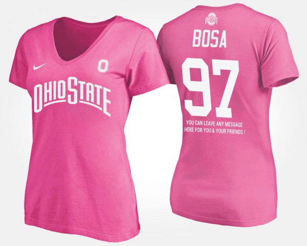 Ohio State Buckeyes #97 Joey Bosa With Message Womens T-Shirt - Pink