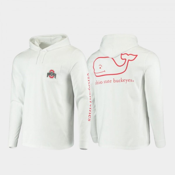 Ohio State Buckeyes Whale Men Hooded Long Sleeve T-Shirt - White